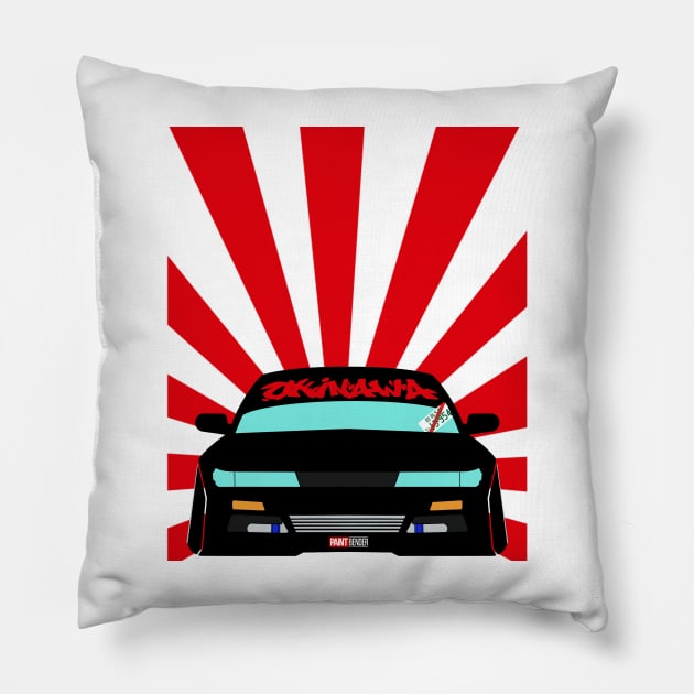 S13 Silvia Nissan Drift King JDM Okinawa Rising Sun Fast X Pillow by ArtIzMuzikForTheEyez