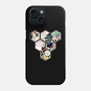 Japanese Geometrical Streetwear Design Floral Cherry Blossom Retro Art Earth Colours 588 Phone Case