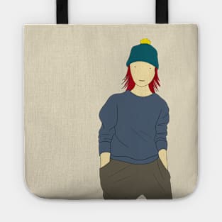 Girl wearing bobble hat Tote