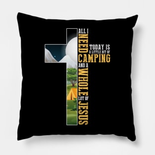 All i need is camping & jesus christian cross faith Pillow