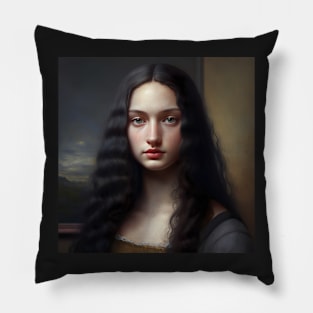 Mona Lisa Cute Medieval Teen Portrait Pillow