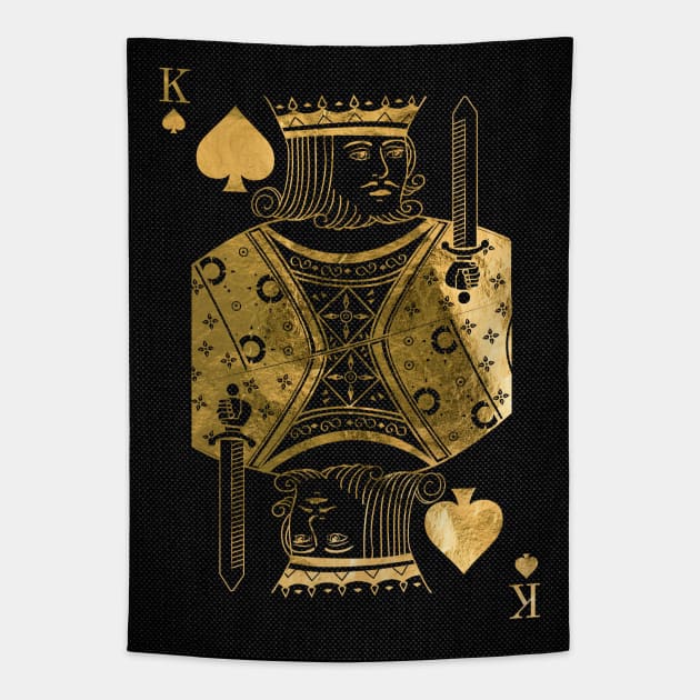 King Pikes - Golden playing cards Tapestry by GreekTavern