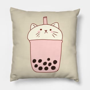 boba cat illustration Pillow