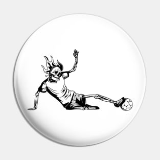 Soccer Player Scary Skeleton Vintage Halloween Pin