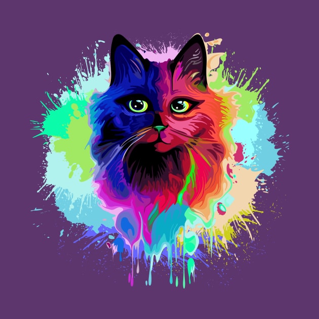 Cat Trippy Psychedelic Pop Art by BluedarkArt