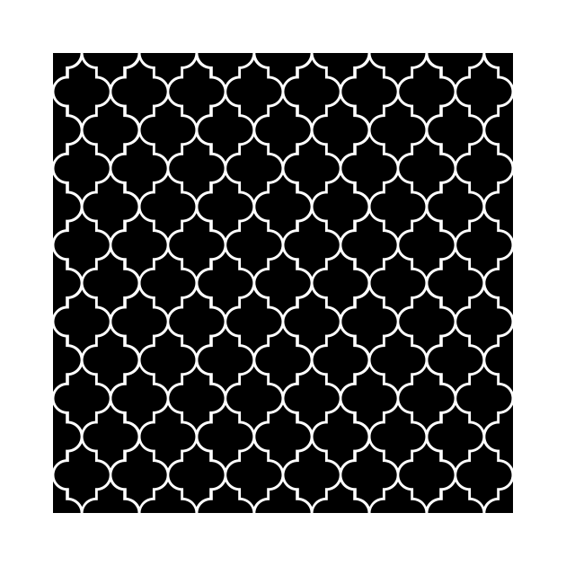 Black And White Latticework, Quatrefoil, Trellis by Jelena Dunčević