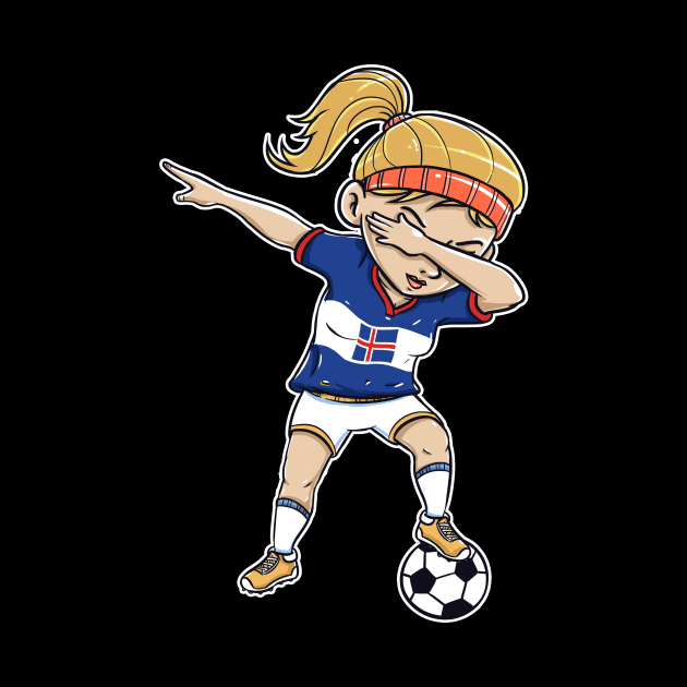 Dabbing Soccer Player Funny Iceland Fan T-Shirt girl by Pummli