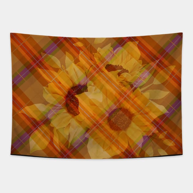 Tartan ocher yellow. Checkered Plaid. Tapestry by CatCoconut-Art