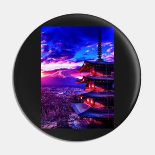 Chureito Pagoda with mount fuji Pin