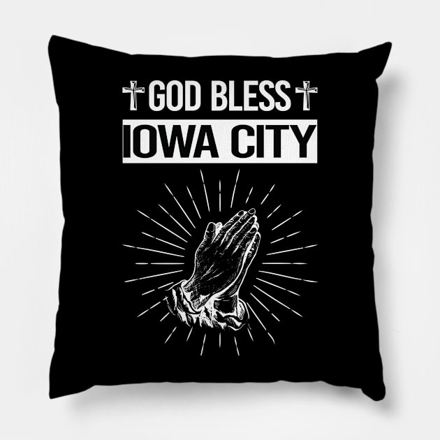 God Bless Iowa City Pillow by flaskoverhand