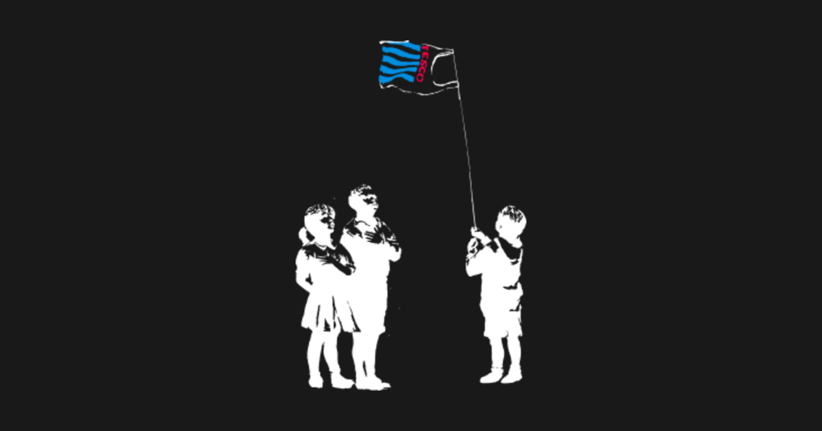 In Tesco We Trust By Banky Awesome Graffiti Stencil Tshirt Perfect