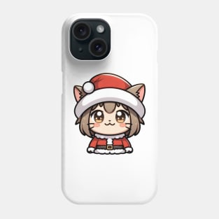 anime cat in santa outfit Phone Case