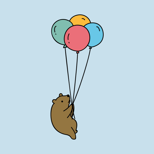 Cute Bear with Balloons Doodle by SLAG_Creative