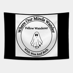 Where Our Minds Wander Podcast Large chest Logo Ghost Tapestry