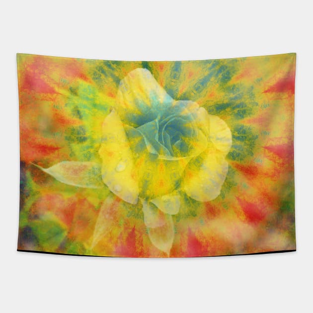 Mysterious rose in vibrant mandala Tapestry by hereswendy