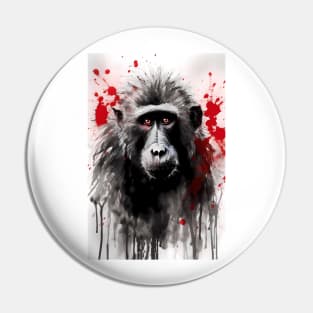 Baboon Ink Painting Pin