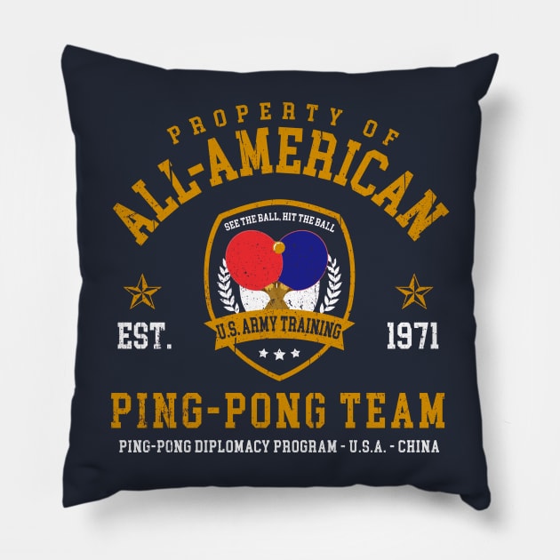 All-American Ping Pong Team Pillow by Alema Art