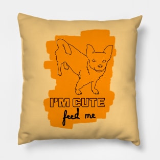 "I'm Cute.  Feed Me." Terrier Sketch Pillow