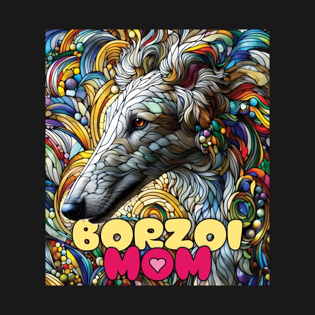 Borzoi mom, stained glass. I love borzois. by MrPila