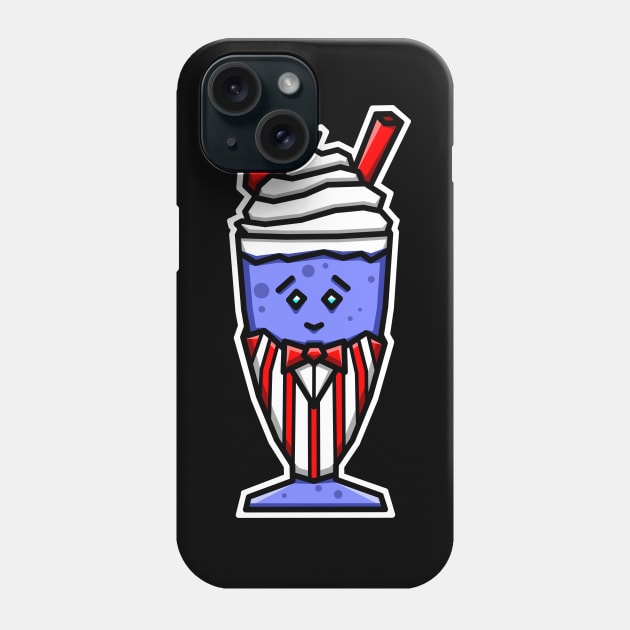 Cute Blueberry Shake in a Soda Jerk (Clerk) Uniform for Dessert Lovers - Blueberry Milkshake Phone Case by Bleeding Red Paint