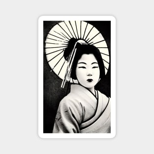 Japanese geisha with parasol, vintage style Magnet