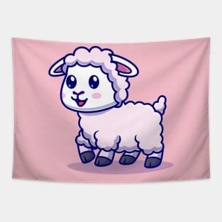 Cute Baby Sheep Walking Cartoon Tapestry