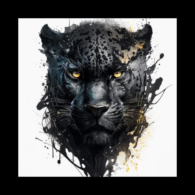 Panther Portrait Animal Painting Wildlife Outdoors Adventure by Cubebox