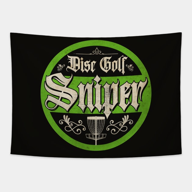 Vintage Green Disc Golf Sniper Tapestry by CTShirts