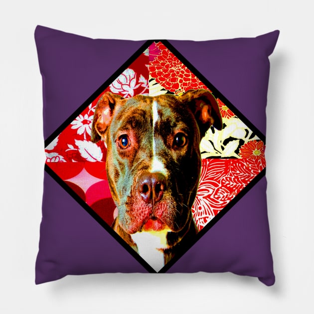 Regal Red Floral PitBull Pillow by artbyomega