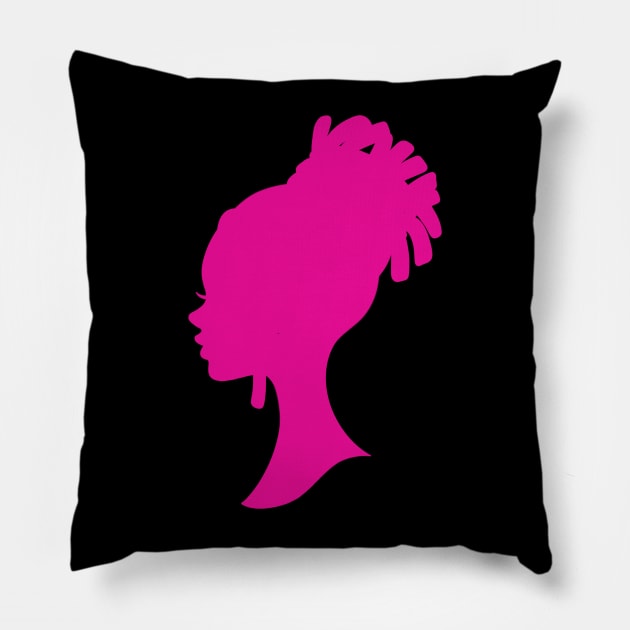 Cute dreadlocked Barbie silhouette Pillow by Juliet & Gin