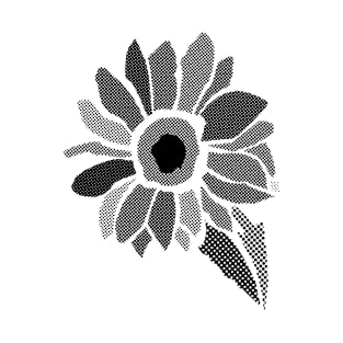 Black sunflower pixel print T-Shirt