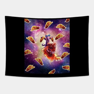 Thug Space Cat On Tiger Unicorn - Taco Tapestry