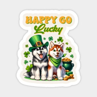 Happy Go Lucky Cute Husky St. Patricks Day Magnet