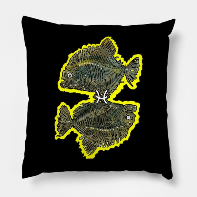 Zombie Art : ZOMBIE ZODIAC HORRORSCOPE (Pices) Pillow by rsacchetto