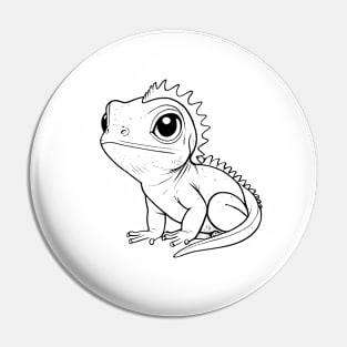 Cute Baby Chameleon Animal Outline Pin