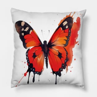 orange watercolor butterfly Pillow