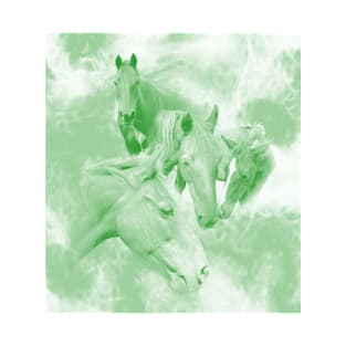 Horses and surreal mist in shades of green T-Shirt