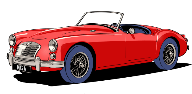 Classic MG MGA Roadster in Red Kids T-Shirt by Webazoot