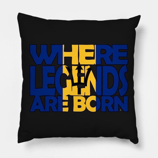 Flag of Barbados - Where Legends Are Born  - Soca Mode Pillow by Soca-Mode