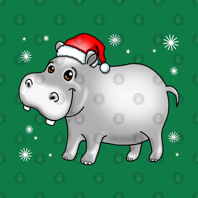 Cute Hippo For Christmas Hippopotamus by PnJ