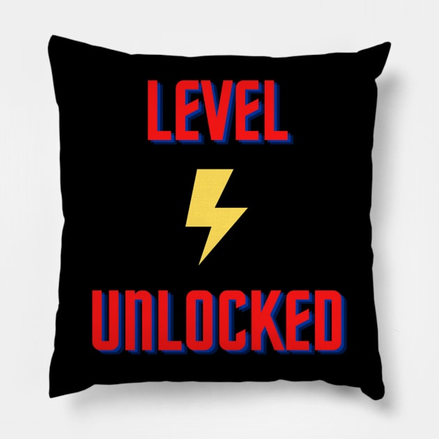 Level Unlocked Gamer Apparel Pillow by Topher's Emporium