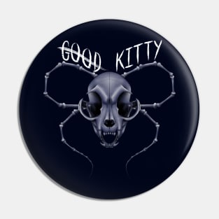 G̶o̶o̶d̶ Kitty Skull White Text Blue Pin