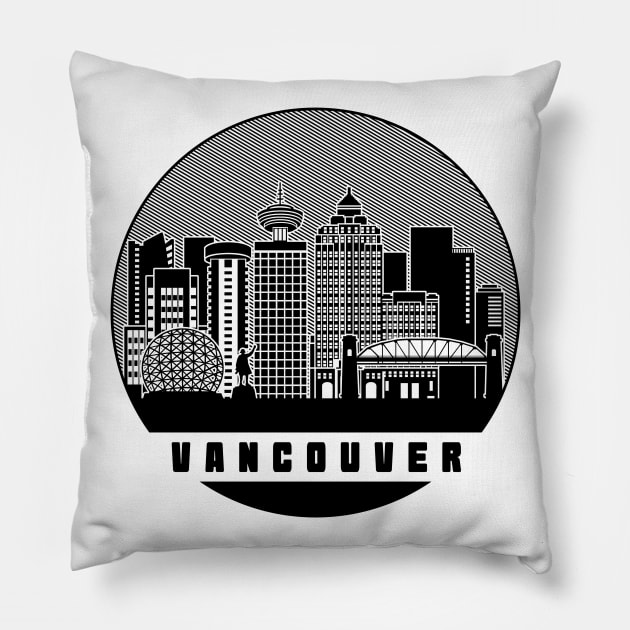 Vancouver Canada Skyline Pillow by travel2xplanet