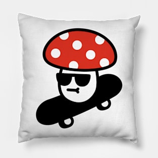 Skateboarding Fly Agaric Pillow