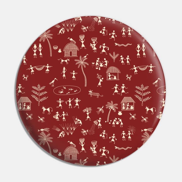 Warli art pattern - Warli - Pin | TeePublic