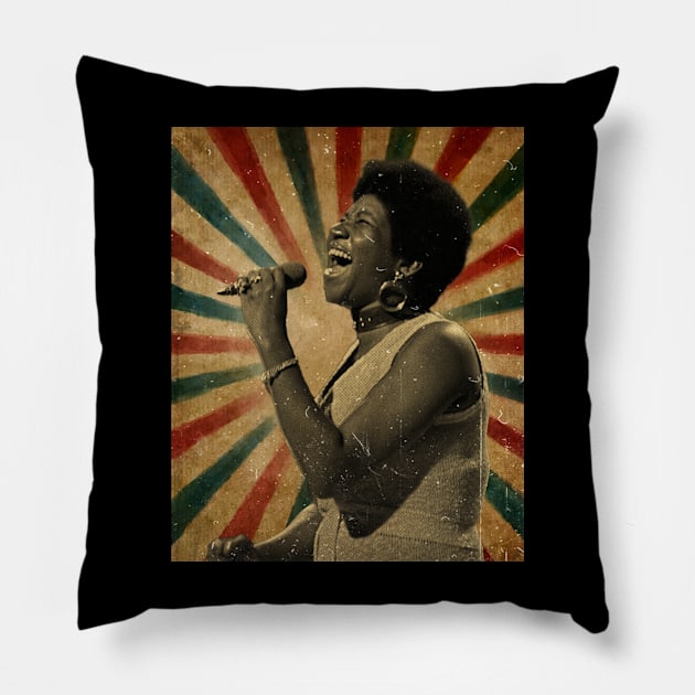 Aretha Franklin Retro Aesthetic Fan Art Pillow by Janji Joni