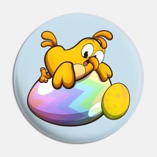 Cute Little Easter Chick With Easter Eggs Pin