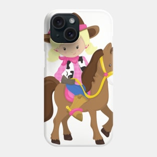 Cowgirl, Sheriff, Horse, Western, Blonde Hair Phone Case