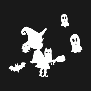 Witch Ghost Bats And Their Cat T-Shirt