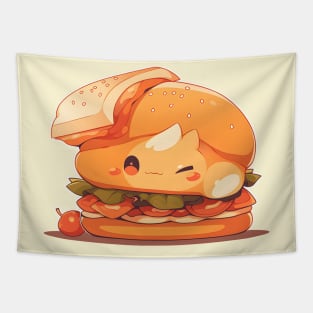 Chibi Burger Kun Super Kawaii Tapestry